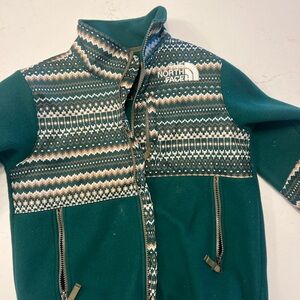 The North Face Teal and Beige Patterned Fleece Jacket